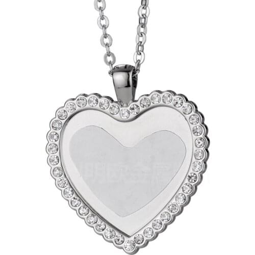 10pcs/lot sublimation blank Peach heart necklaces pendants with drill necklace pendant hot tranfer printing consumable