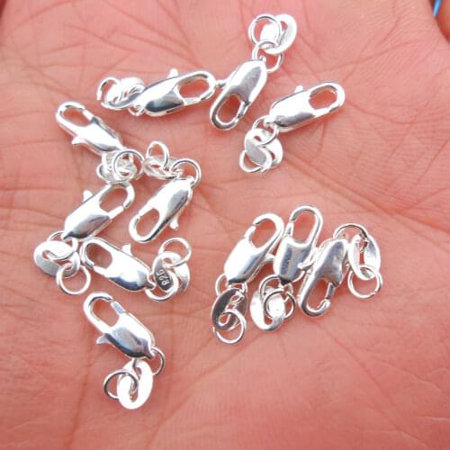 100/200PCS Real 925 Sterling Silver Lobster Clasps For Necklace Bracelet With Pj004
