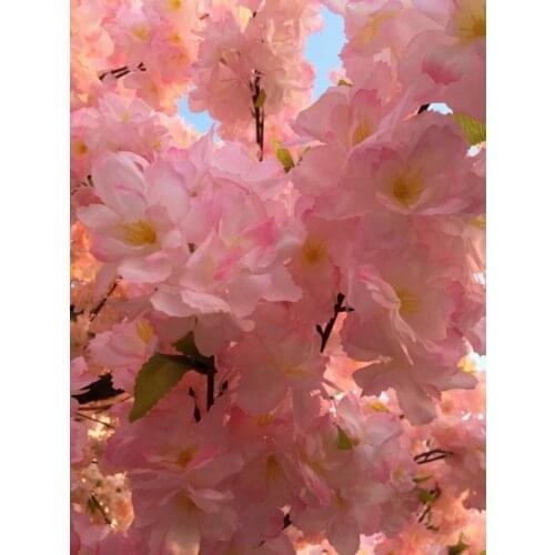 100cm Fake Cherry Blossom Tree 3 fork Artificial Bouquet Artificial Flower Silk Wedding Background Wall Decoration Flowers