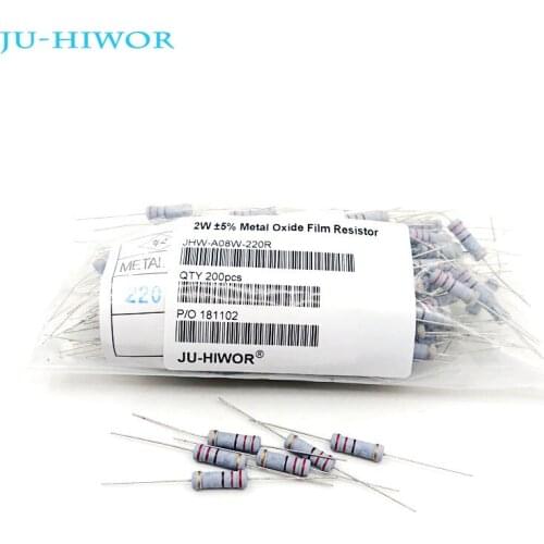 1000pcs 2W 5% Carbon Oxide Film Resistor 0.22 0.47 0.5 1 1.5 10 47 100 220 330 1K 10K 100K 470K Ohm 10Kohm Electronic Resistors