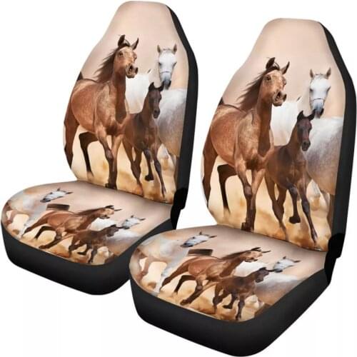 2pcs Car Seat Cover Blue Fire Horse Print Soft Universal Cloth Front Car Seat Covers Protectors for Most Car Truck SUV