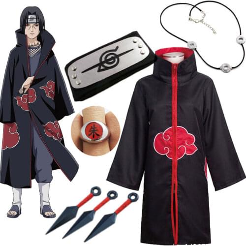 2021 Harajuku Cosplay Anime character Cosplay Costume Sharingan Headband Necklace Ring Kunai Pain Halloween Costume for Men Kids