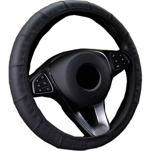4 Colors Car Steering Wheel Cover Non-slip No Inner Ring Cow leather Braid on the Steering wheel Funda Volante Auto Car Styling