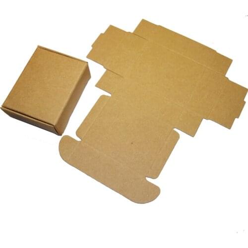 50pcs/lot 55/65/75/85/90/110/125mm Kraft Paper Brown Color Gift Boxes, Handmade Soap/candy/jewelry/earing Packaging Folding Box