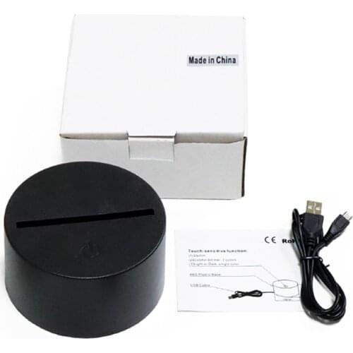 7 Color Black Led Lamp Holder Round RGB LED Light Base Touch Lamp Base For 3D Night Light