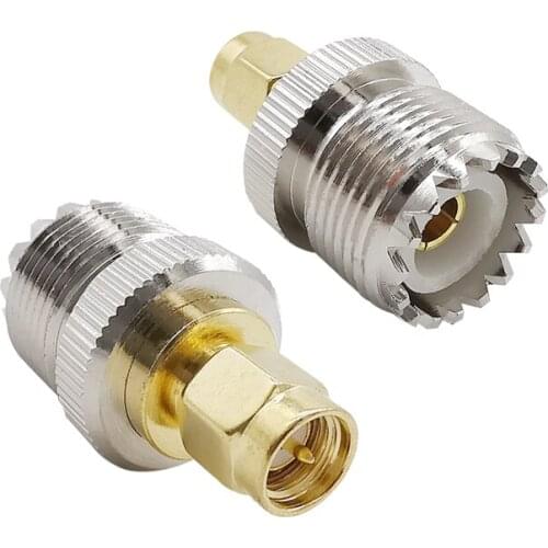 2Pcs RF SMA to UHF 50 Ohm Antenna Connector UHF SO-239 SO239 Female Jack to SMA Male Plug RF Coaxial Coax Adapter