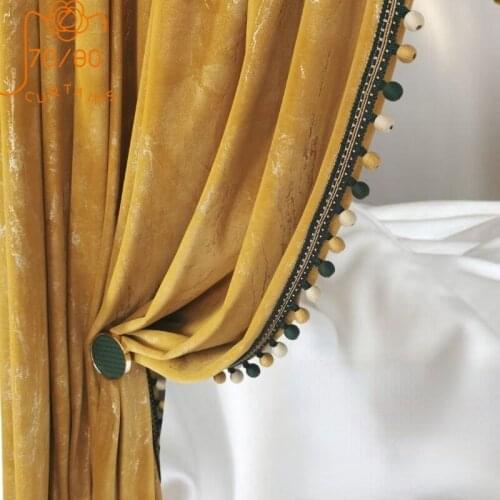European-style High-grade Bronzing Jacquard Velvet Blackout Curtains for Living Room and Bedroom Custom-made Lace Curtains