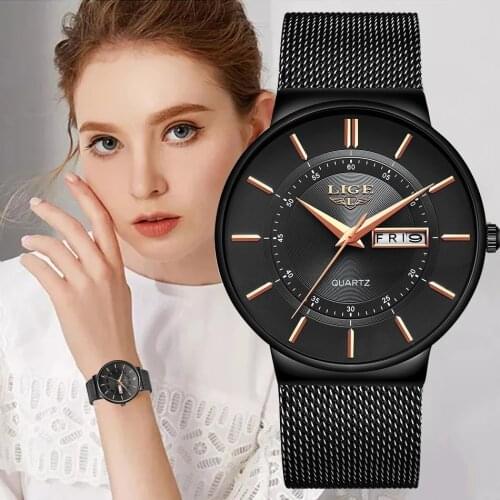 2021 New Women Watch Top LIGE Brand Luxury Ladies Casual Wrist Watches Mesh Belt Quartz Watch for Women Reloj Mujer Montre Femme