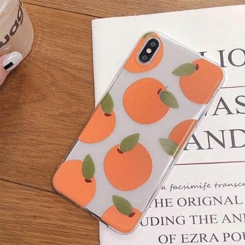 Transparent Cute Orange Fruit Phone Case For Apple iPhone X XR XS XS Max 8 7 6 6S Plus Clear Soft TPU Shockproof Protects Cover