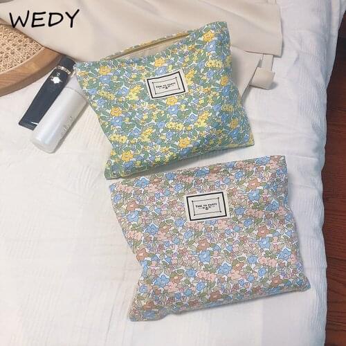 Retro Floral Clutch Cosmetic Bag Women Make Up Storage Pouch Cotton Fabric Cosmetic Organizer Travel Toiletry Bag Beauty Case