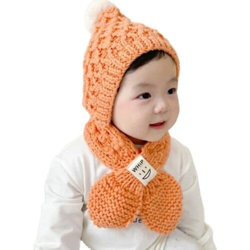 Doitbest Winter Kids Scarf Hats Handmade one-piece knitted hat Cap for Baby Boy Girl Toddler Children Cute Head Accessories