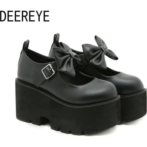 Designer Butterfly BowKnot Punk Platform Sneaker Black Thick Bottomed 9CM Woman Brands Luxury Party Princess Cosplay Shoes