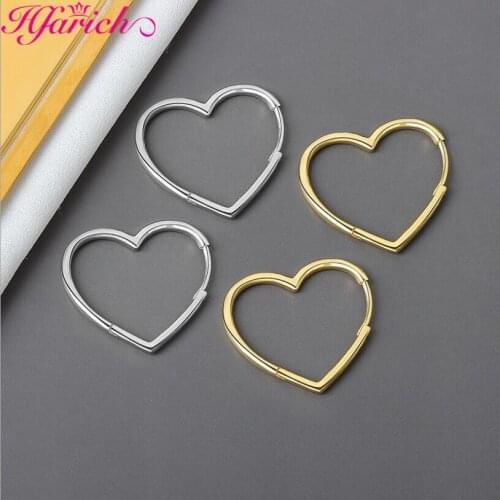 Hfarich 2020 Fashion Ear cuff Punk Long Earring Hooks Aesthetic Love Heart Hoop Earrings for modern Women Jewelry Party Gift