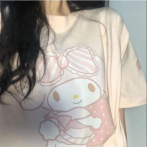 Kawaii Cartoon T Shirt Cute Japan Print Loose Amine Short Sleeve T Shirt Summer Tops Women Fashion Clothing T Shirt for Girl