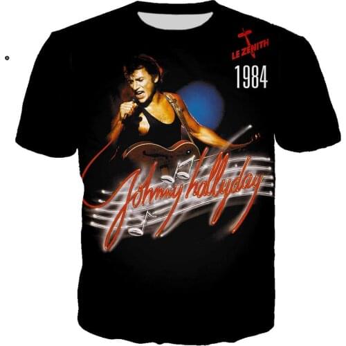 New Singer Johnny Halliday t shirt 3D Print Rock tshirt Unisex Casual Streetwear hip hop clothes harajuku Tops Camiseta hombre