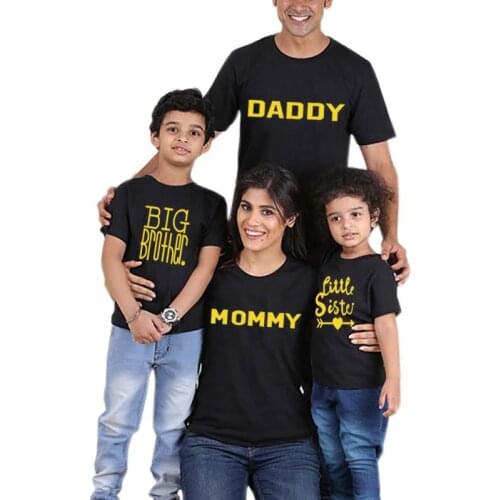 Summer Family Matching T-shirt Mother Daughter Father and Son Family Look Solid Letters Print t shirt Mommy and Me Clothes