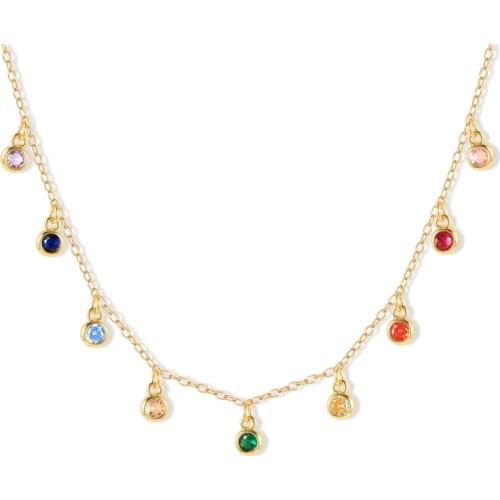 Temperament Colourful Crystal Necklace For Women 925 Silver Necklace Girls Clavicle Necklace Jewelry Party Wedding Birthday Gift