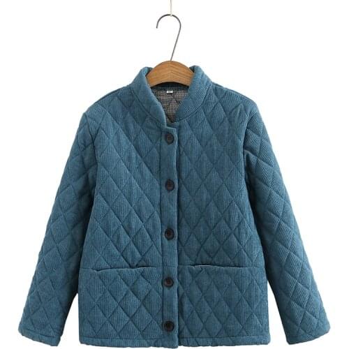 Middle-Aged Mothers Cotton Coat Large Size Corduroy Padded Coat Women New 2021Spring Autumn Loose Quilted Warm Jacket Overcoat