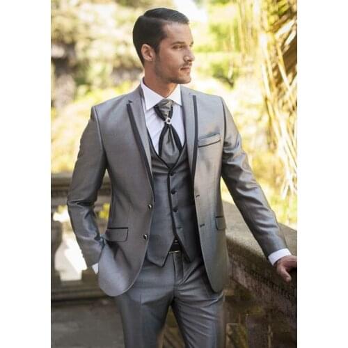 Custom Made Men Light Wedding Groom Suit Slim Fit Men Tuxedo Suit For Wedding Prom Best Man Suit 3Pieces Suit(Jacket+Pants+Vest)