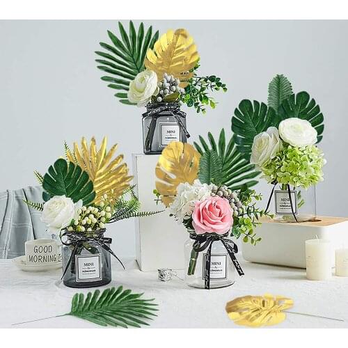 Artificial Green Turtle Leaf Scattered Tail Leaf Fake Silk Plant For Wedding Birthday Party Home Decor Palm Leaves