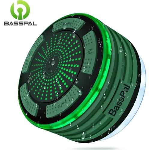 BassPal Shower Speaker, IPX7 Waterproof Portable Wireless Bluetooth Speaker with Radio, Suction Cup and Led Mood Lights