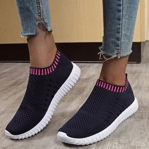 Rimocy Breathable Mesh Platform Sneakers Women Plus Size Light Walking Casual Shoes Woman Slip on White Flat Shoes Ladies 43