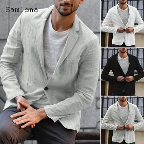 Plus Size 3xl Men Fashion Blazers Lapel Collar Jackets Single Button Outerwear Autumn Business Blazers Sexy Men Clothing 2021