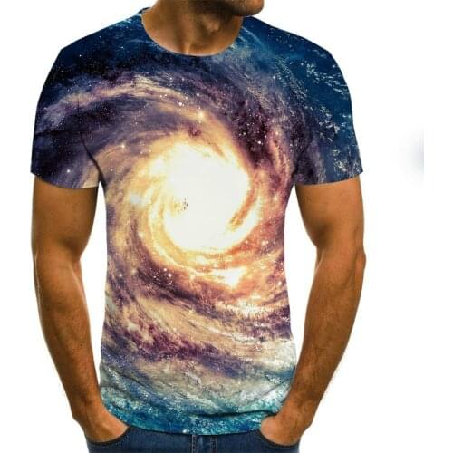 2021 new fashion mens T-shirt beautiful starry sky top 3D printing short-sleeved summer round neck shirt fashion streetwear