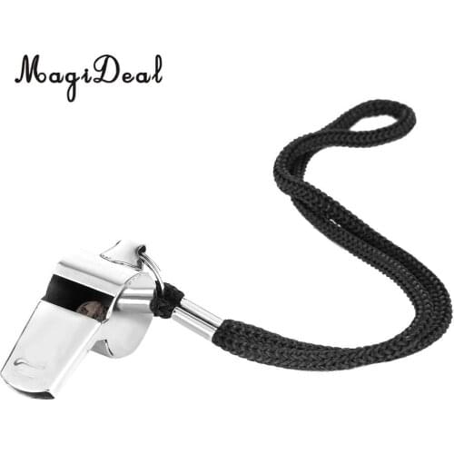MagiDeal New Metal Referee Whistle and Lanyard for Football Soccer Basketball
