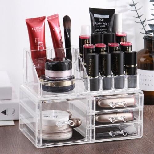 New Clear Makeup Organizer Storage Boxes Acrylic Make Up Organizer For Cosmetics Brush Organizer home Storage Drawers Box