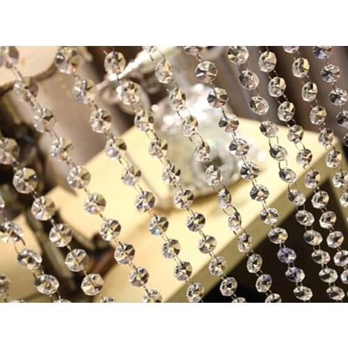 Dazzling 99ft/Lot 14mm Clear Acrylic Octagonal Bead Garland Strand Curtain Christmas Hanging Wedding Part Chandelier Decor