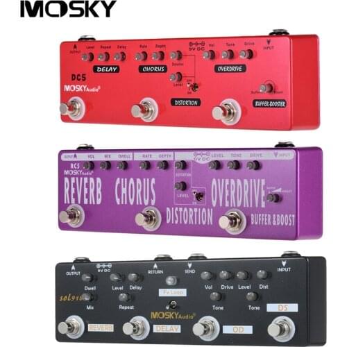MOSKY Series Guitar pedal Delay + Chorus + Distortion + Overdrive + Booster + Buffer with True Bypass Guitar Multi-Effects Pedal