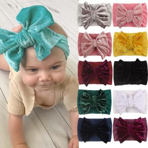Lovely Baby Headband Velvet Turban Flower Bow Hair Band Newborn Girls Baby Headband Bow Accessories Girls Headwear