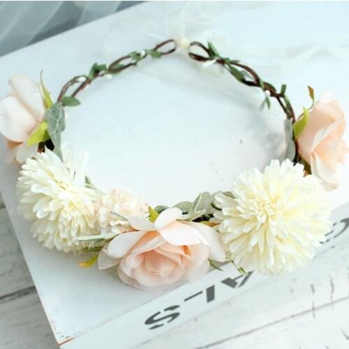 Sweet Mori Girl Rose Flower Crown Head Wreath Childrens Dress Hairbands Wedding Accessories Holiday Photo Headdress Wholesale