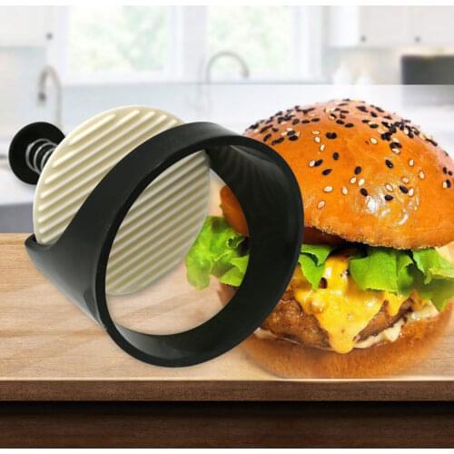 Burger Meat Press with Stripe Pattern Ergonomic Handle Anti-slip Bottom Patty Maker Mold Hamburger Press Grill Burger Press