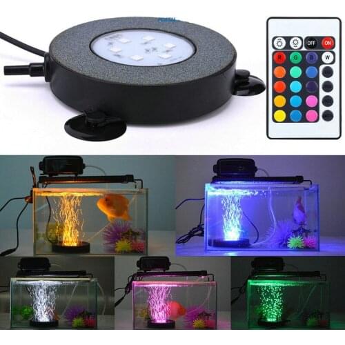 24key Remote control IP68 Waterproof Aquarium Submersible Fish/Turtle Tank Air Stone Bubble Led Light RGB Underwater pump Decor