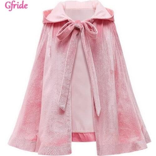 Pink Baby Girls Snow queen Hooded Long Cape 3-10 Winter Autumn Costume Kids Dress Up Jacket Kids Coat New Years Cosplay Clothing