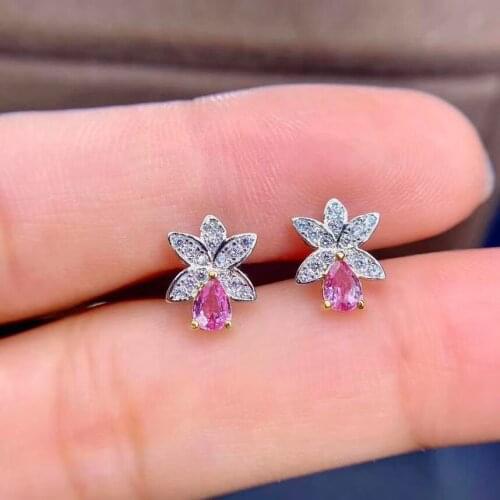 The Best Wedding Gift 100% Real Natural Sapphire Earring 925 Sterling Silver