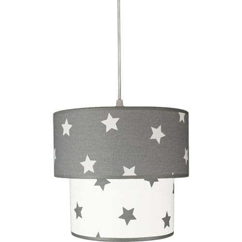 Senay Lightning, Dual Cylinder Fabric Chandelier-Gray White Star