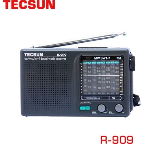 TECSUN R-909 AM/FM/SW Radio 1-7 9 Bands World Band Receiver Portable Radio FM: 87.0-108MHz/ŸMW: 525-1610 kHz Retro Pocket Radio