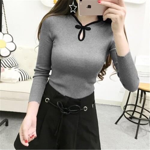 Korean Fashion 2020 Vintage Knitted Pullover Women Sweater Slim Female Elegant Long Sleeve Lady Basic Sweater Tops PZ3574