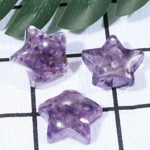 Pack of 4 Orgone Starry Star Pocket Stone, Reiki Healing Polished Carved Crystal Palm Worry Stone for Anxiety Stress, Peridot