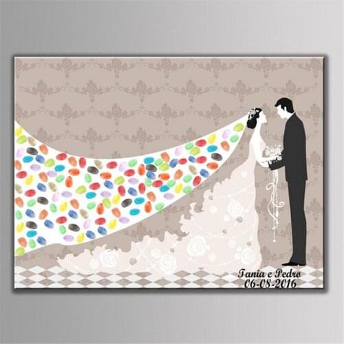 1Pcs Personalized custom Wedding Decoration Fingerprint Tree Signature Canvas Print Bride Groom Wedding Gift Wedding Tree
