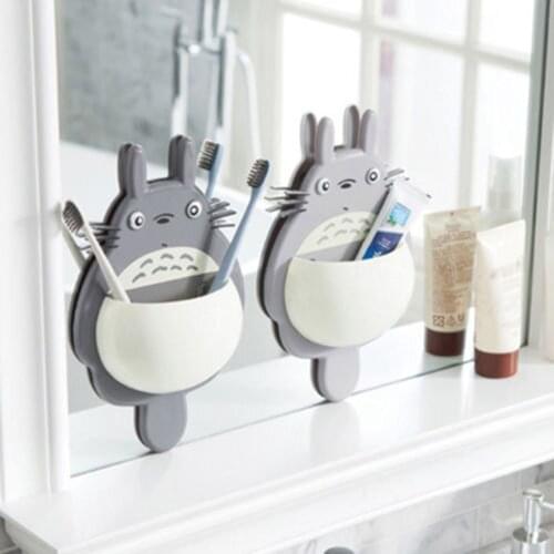 1pcs Toothbrush Wall Mount Holder Home Bathroom Cute Totoro Sucker Suction Bathroom Organizer Family Tools Accessories