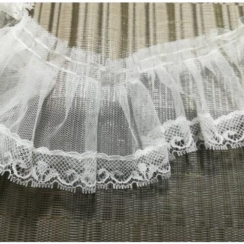 1Yard Pleated White Lace Trim 3D Lace Fabric 6CM Lace Ribbons Sewing Wedding Dress Ribbon Trimmings Guipure Decor encaje X04