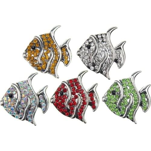 10Pcs/lot Colorful Cute Fish 18mm Metal Snap Button For Charm Bracelet Womens Fashion DIY jewelry