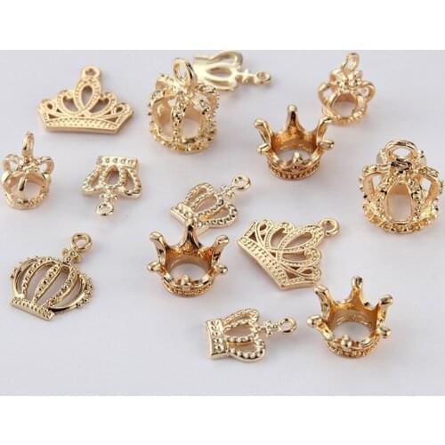 10pcs/lot Crown Series Charms Gold Tone Alloy Pendant Crown Floating Connector Bracelet DIY Fashion Jewelry Accessories YZ255
