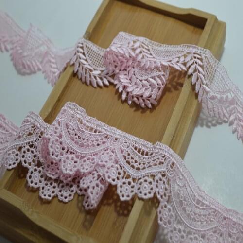 2Yds/lot Pink hollow flower and leaf Venise Lace Trim for Garment,Curtain Decorcation venise lace180502