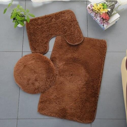 3 Piece Bathroom Rug Set Includes Bath Rug Contour Mat and Toilet Lid Cover Machine Washable Super Soft Microfiber