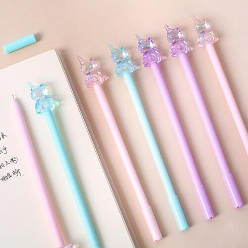 36 pcs/lot Kawaii Laser crystal Gel Pen Cute 0.5mm Signature Pens Promotional Gift Stationery School Supplies